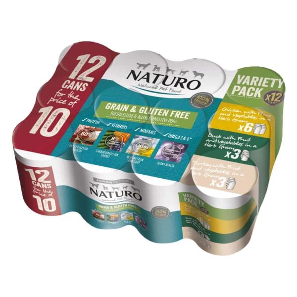 Naturo Adult Wet Dog Food Grain & Gluten Free Poultry Variety Cans 3 Naturo Adult Wet Dog Food Grain & Gluten Free Poultry Variety Cans