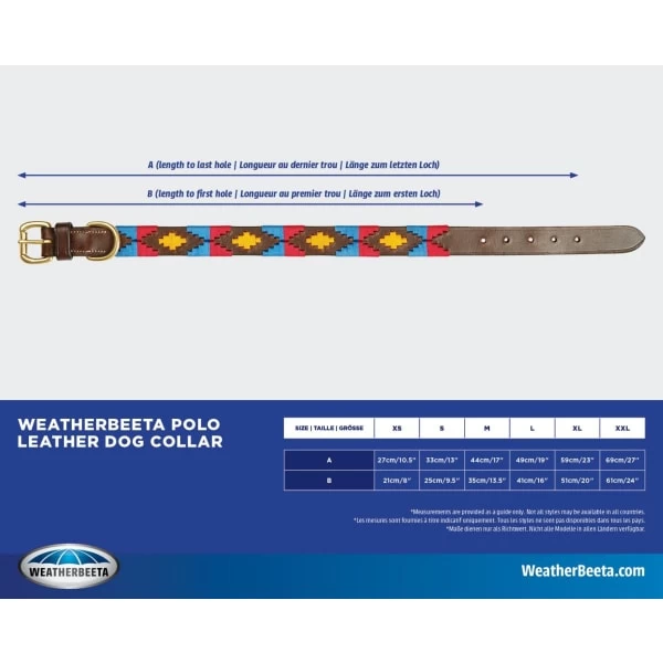 Weatherbeeta Polo Leather Dog Collar Cowdray Brown/Pink/Blue/Yellow 3 Weatherbeeta Polo Leather Dog Collar Cowdray Brown/Pink/Blue/Yellow
