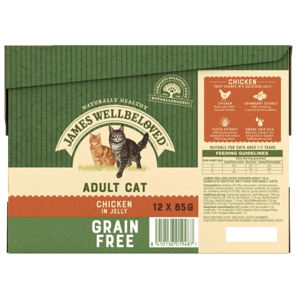 James Wellbeloved Grain-free Adult Wet Cat Food In Pouches - Chicken In Jelly 4 James Wellbeloved Grain-free Adult Wet Cat Food In Pouches - Chicken In Jelly - Image 2