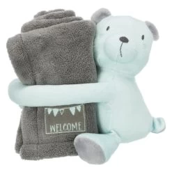 Trixie Junior Bear And Blanket Cuddly Set For Dogs - Grey & Mint -pet shop I9658327