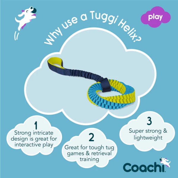 Coachi Tuggi Helix Toy For Dogs - Navy, Lime & Light Blue 3 Coachi Tuggi Helix Toy For Dogs - Navy, Lime & Light Blue
