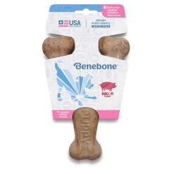 Benebone Wishbone Medium Puppy Dog Toy - Bacon -pet shop I9661296